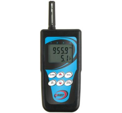 Thermometer-hygrometer with magnetic temperature probe for measuring surface temperatures