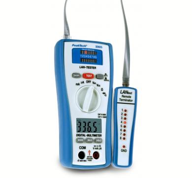 ЦИФРОВ МУЛТИМЕТЪР, ДО 2 000, 600V AC/DC С LAN ТЕСТЕР, МОДЕЛ PeakTech® 3365