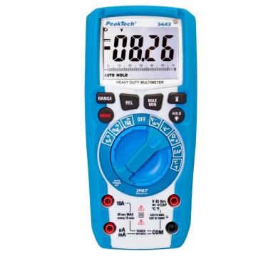ЦИФРОВ МУЛТИМЕТЪР С БАРГРАФ, ДО 6 000,  1000V AC/DC, IP67 И ОСВЕТЕНИ БУТОНИ МОДЕЛ PeakTech® 3443